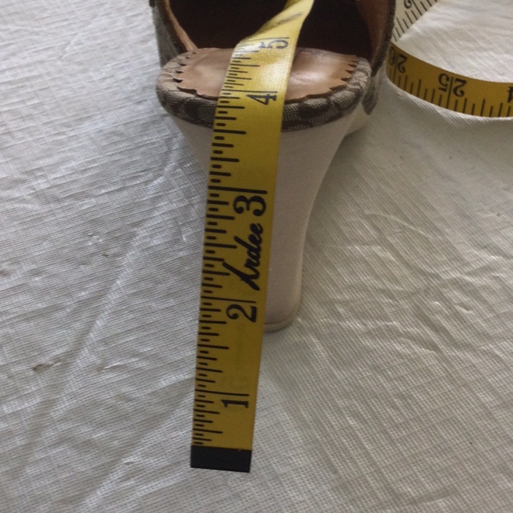 Coach Women's Brown and White Signature Wedge Slingbacks - Picture 10 of 10